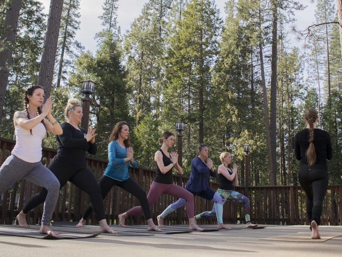Group yoga session at Yosemite event space